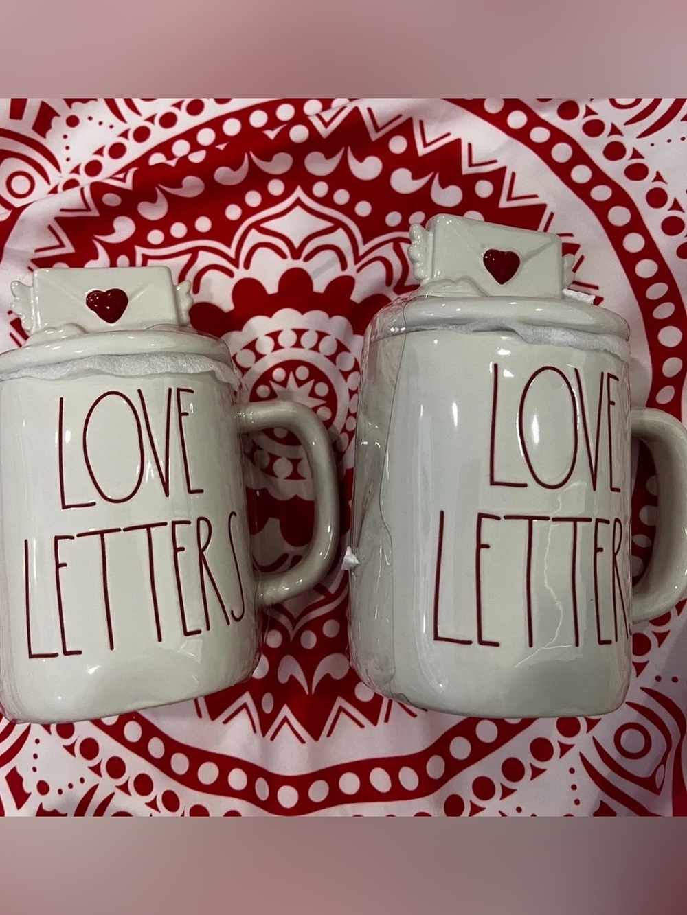 Rae Dunn coffee mugs love letters